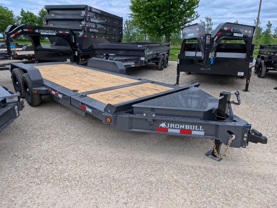 New 2027 Iron Bull 83x20 TWB Tilt Trailer with 2)7,000 lb. Torsion Axles, Upgraded to 2) Elec. Brakes, 10 Ply Tires-Gray