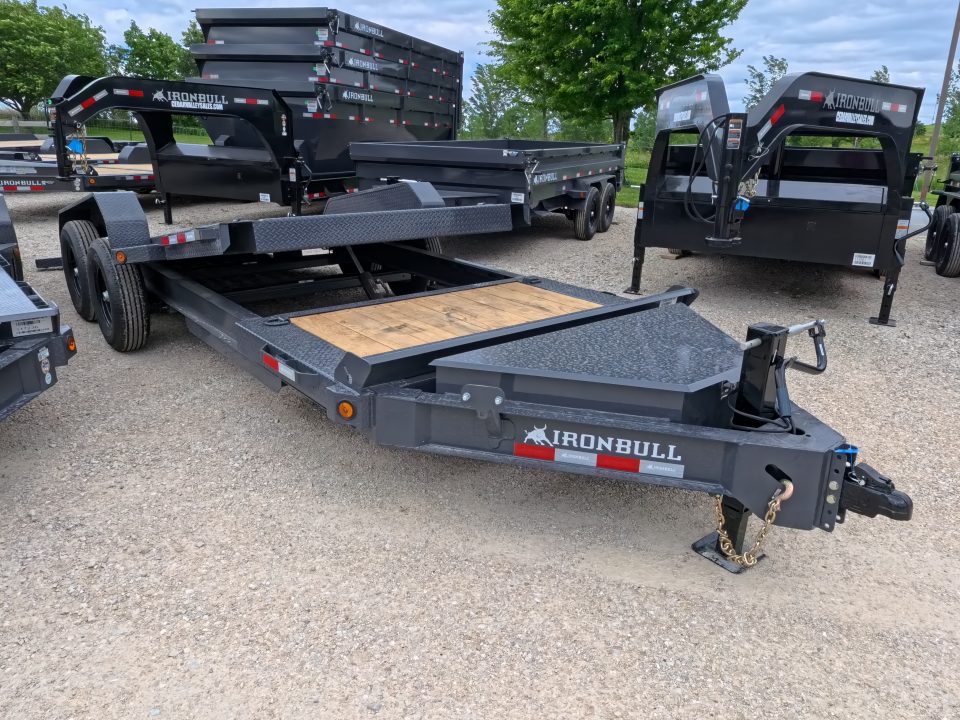 New 2027 Iron Bull 83x20 TWB Tilt Trailer with 2)7,000 lb. Torsion Axles, Upgraded to 2) Elec. Brakes, 10 Ply Tires-Gray
