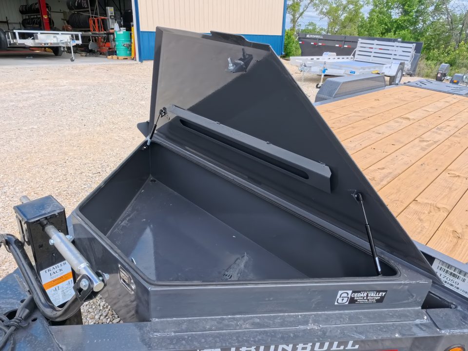New 2027 Iron Bull 83x20 EWB Equipment Trailer 2)7K Straight Axles, Electric Brakes F-Adj., 3' Self Cleaning Dove Tail w/Rampage Ramps, Adj. 2 5/16" Coupler, LRE 10 Ply Tires, Removeable Fenders