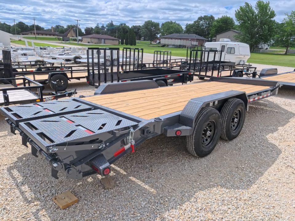 New 2027 Iron Bull 83x20 EWB Equipment Trailer 2)7K Straight Axles, Electric Brakes F-Adj., 3' Self Cleaning Dove Tail w/Rampage Ramps, Adj. 2 5/16" Coupler, LRE 10 Ply Tires, Removeable Fenders