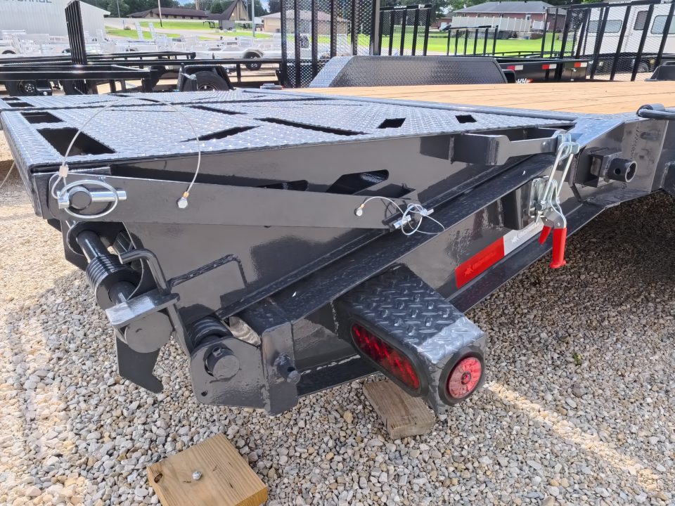 New 2027 Iron Bull 83x20 EWB Equipment Trailer 2)7K Straight Axles, Electric Brakes F-Adj., 3' Self Cleaning Dove Tail w/Rampage Ramps, Adj. 2 5/16" Coupler, LRE 10 Ply Tires, Removeable Fenders