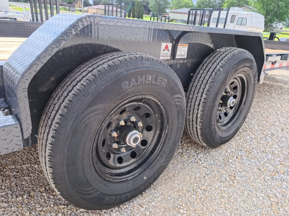 New 2027 Iron Bull 83x20 EWB Equipment Trailer 2)7K Straight Axles, Electric Brakes F-Adj., 3' Self Cleaning Dove Tail w/Rampage Ramps, Adj. 2 5/16" Coupler, LRE 10 Ply Tires, Removeable Fenders