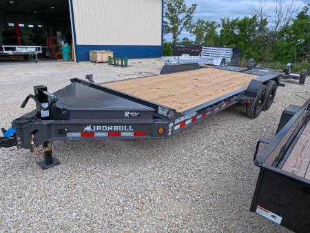 New 2027 Iron Bull 83x20 EWB Equipment Trailer 2)7K Straight Axles, Electric Brakes F-Adj., 3' Self Cleaning Dove Tail w/Rampage Ramps, Adj. 2 5/16  Coupler, LRE 10 Ply Tires, Removeable Fenders