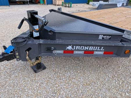 New 2027 Iron Bull 83x20 EWB Equipment Trailer 2)7K Straight Axles, Electric Brakes F-Adj., 3' Self Cleaning Dove Tail w/Rampage Ramps, Adj. 2 5/16" Coupler, LRE 10 Ply Tires, Removeable Fenders