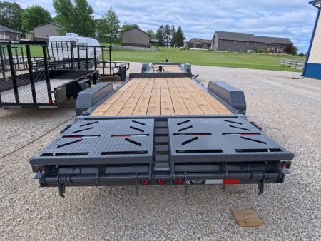 New 2027 Iron Bull 83x20 EWB Equipment Trailer 2)7K Straight Axles, Electric Brakes F-Adj., 3' Self Cleaning Dove Tail w/Rampage Ramps, Adj. 2 5/16" Coupler, LRE 10 Ply Tires, Removeable Fenders