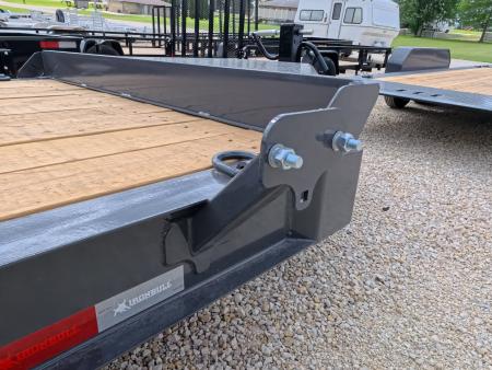 New 2027 Iron Bull 83x20 EWB Equipment Trailer 2)7K Straight Axles, Electric Brakes F-Adj., 3' Self Cleaning Dove Tail w/Rampage Ramps, Adj. 2 5/16" Coupler, LRE 10 Ply Tires, Removeable Fenders