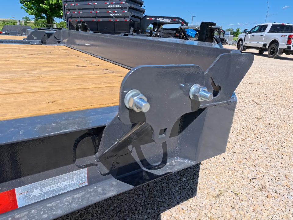 New 2027 Iron Bull 83 x 22 EWB Equipment Trailer with 2) 7K Straight Axles, Electric Brakes, 3' Self Cleaning Dove Tail with Rampage Ramps, Removeable Fenders and More!