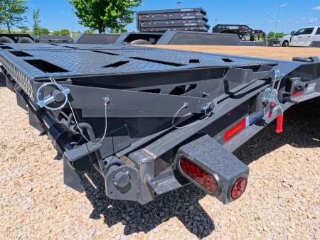 New 2027 Iron Bull 83 x 22 EWB Equipment Trailer with 2) 7K Straight Axles, Electric Brakes, 3' Self Cleaning Dove Tail with Rampage Ramps, Removeable Fenders and More!