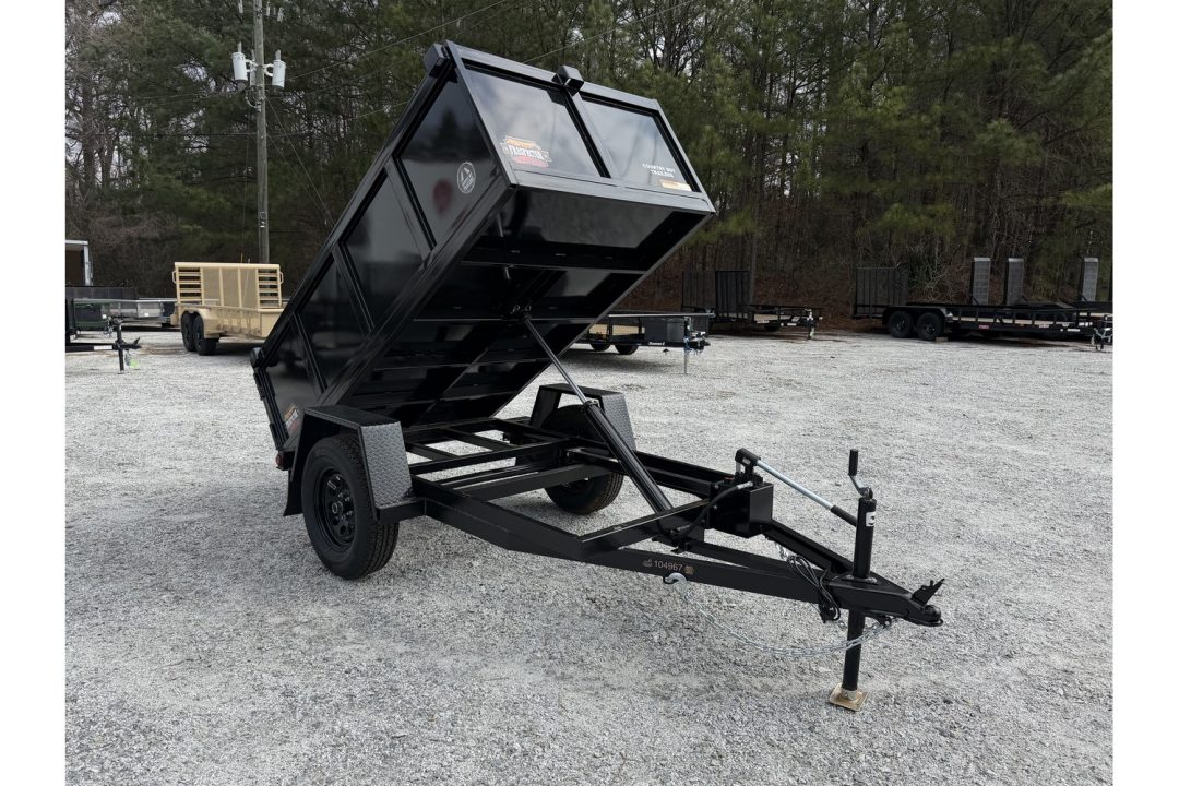 New 2026 Covered Wagon 4x8 Dump Trailer, 2ft Walls, Hand Pump