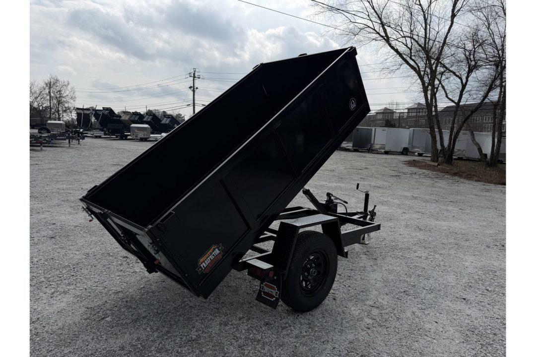 New 2026 Covered Wagon 4x8 Dump Trailer, 2ft Walls, Hand Pump