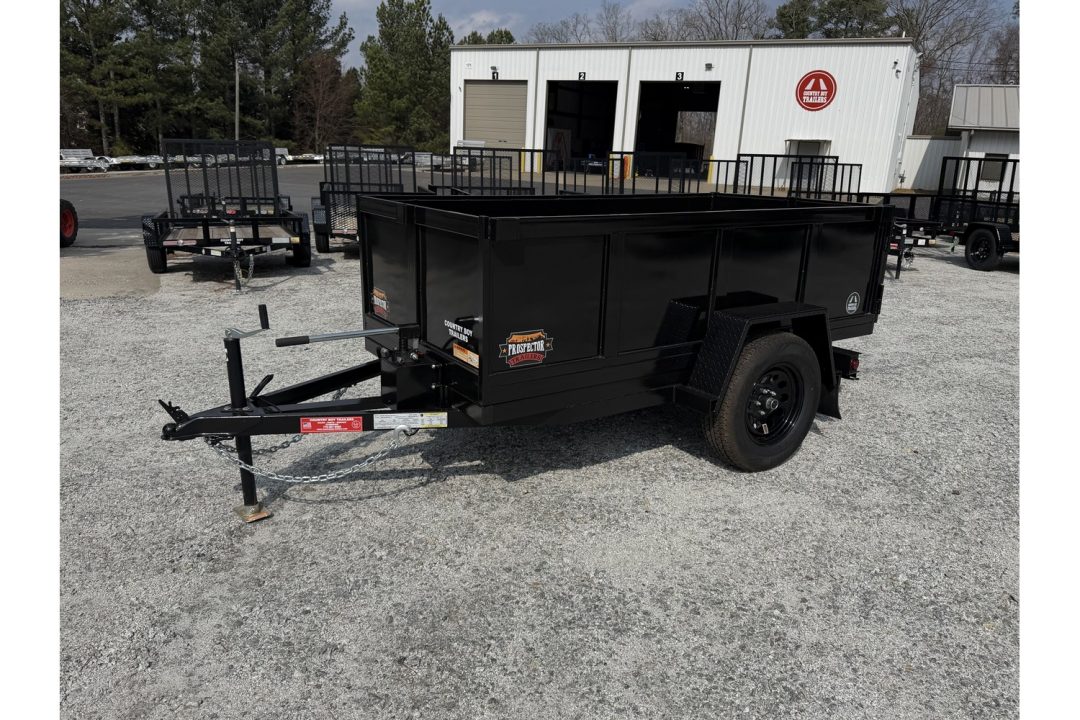 New 2026 Covered Wagon 4x8 Dump Trailer, 2ft Walls, Hand Pump