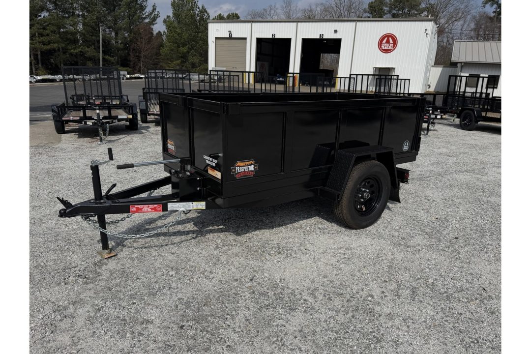 New 2026 Covered Wagon 4x8 Dump Trailer, 2ft Walls, Hand Pump