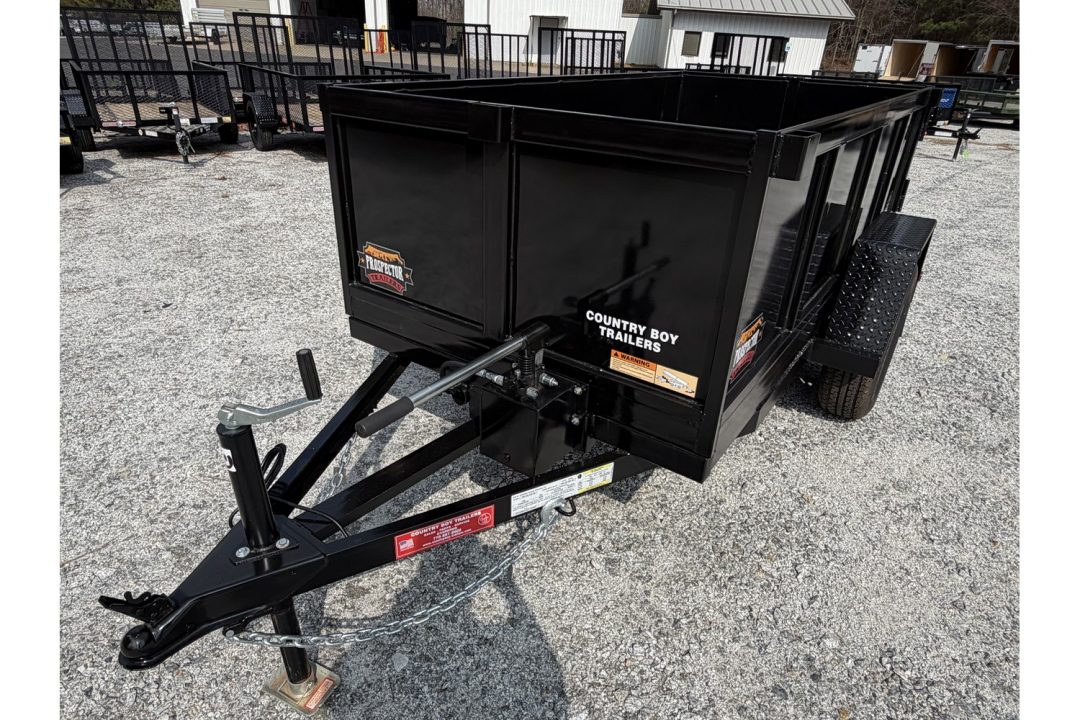 New 2026 Covered Wagon 4x8 Dump Trailer, 2ft Walls, Hand Pump