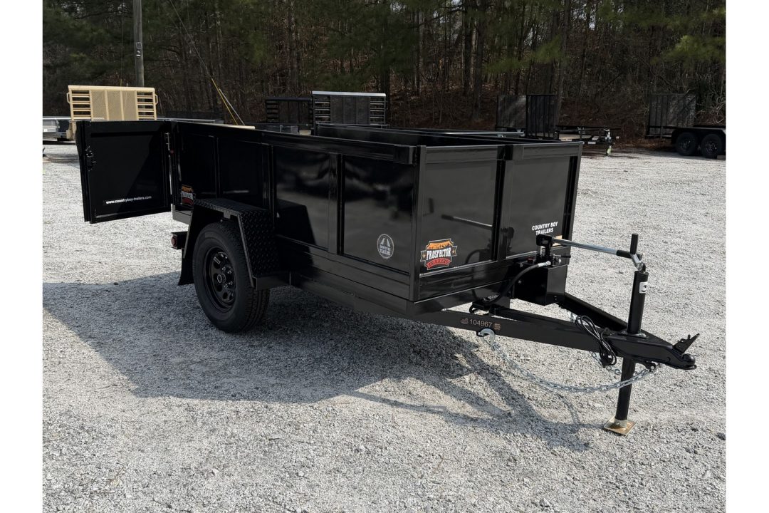 New 2026 Covered Wagon 4x8 Dump Trailer, 2ft Walls, Hand Pump