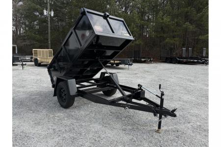 New 2026 Covered Wagon 4x8 Dump Trailer, 2ft Walls, Hand Pump