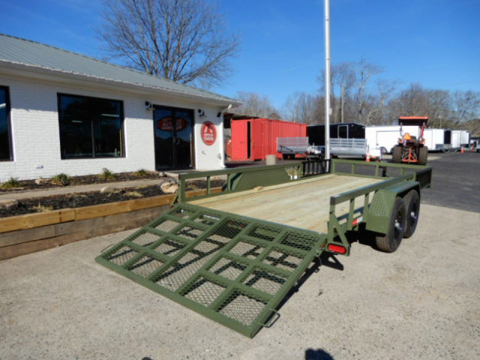 New 2026 Anderson 7x16' Landscape, Spring Assist Ramp Gate, Side Ramps, 7800LB Payload