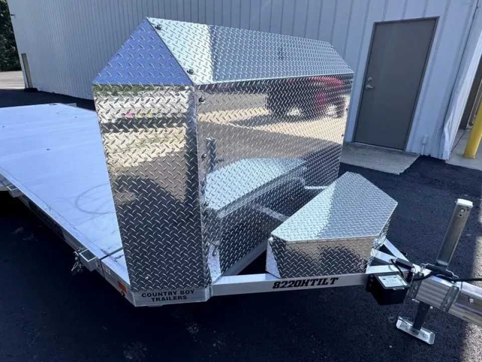 New 2026 Aluma 82"x20' Car Hauler, Full-Tilt, 9900 GVWR, Storage Box & Rock Guard