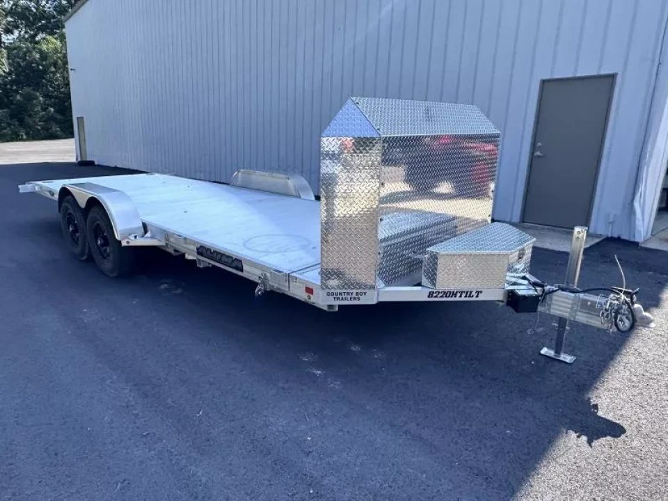 New 2026 Aluma 82"x20' Car Hauler, Full-Tilt, 9900 GVWR, Storage Box & Rock Guard