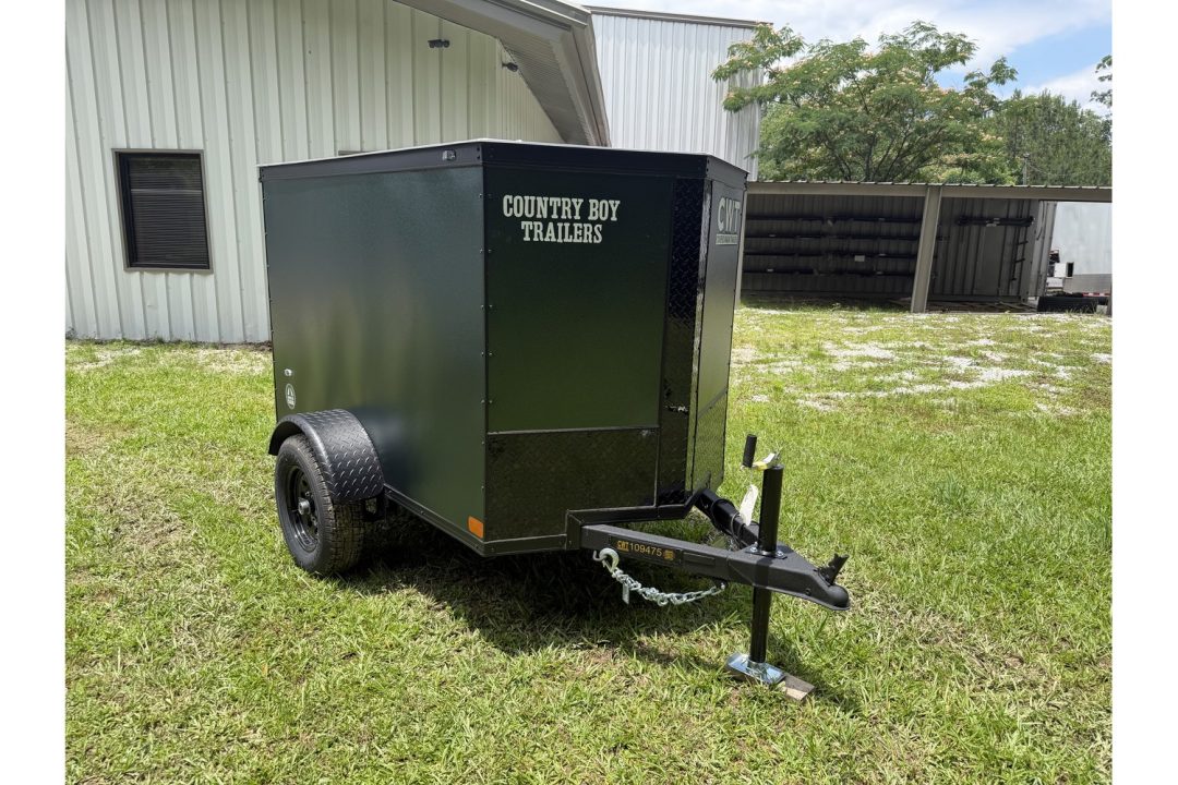 New 2026 Covered Wagon 4x6 Cargo, Dark Green, Rear Swing Door, 2000 LB GVWR