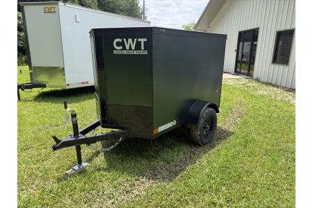 New 2026 Covered Wagon 4x6 Cargo, Dark Green, Rear Swing Door, 2000 LB GVWR