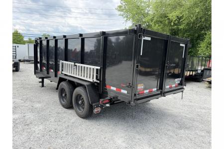 New 2026 Covered Wagon 7'x16' Gooseneck Dump, 16K GVWR, 4' Sides, Tarp, Spare