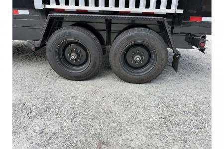 New 2026 Covered Wagon 7'x16' Gooseneck Dump, 16K GVWR, 4' Sides, Tarp, Spare
