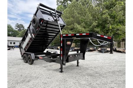 New 2026 Covered Wagon 7'x16' Gooseneck Dump, 16K GVWR, 4' Sides, Tarp, Spare