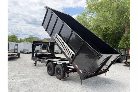 New 2026 Covered Wagon 7'x16' Gooseneck Dump, 16K GVWR, 4' Sides, Tarp, Spare