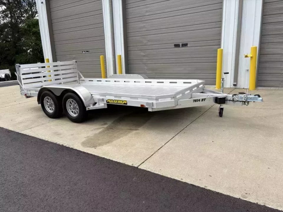 New 2027 Aluma 78X14' Utility, 8.5" Rails, Bi-fold Ramp