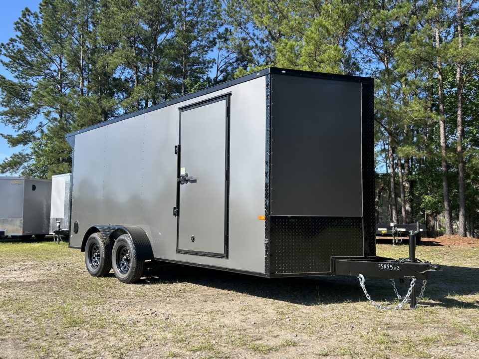 New 2026 Rock Solid 7x16 Cargo / Enclosed Trailer, .080 Polycore, Xtra height, Rear Spoiler and More !!