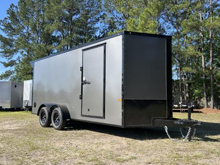 New 2026 Rock Solid 7x16 Cargo / Enclosed Trailer, .080 Polycore, Xtra height, Rear Spoiler and More !!