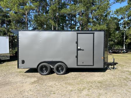 New 2026 Rock Solid 7x16 Cargo / Enclosed Trailer, .080 Polycore, Xtra height, Rear Spoiler and More !!