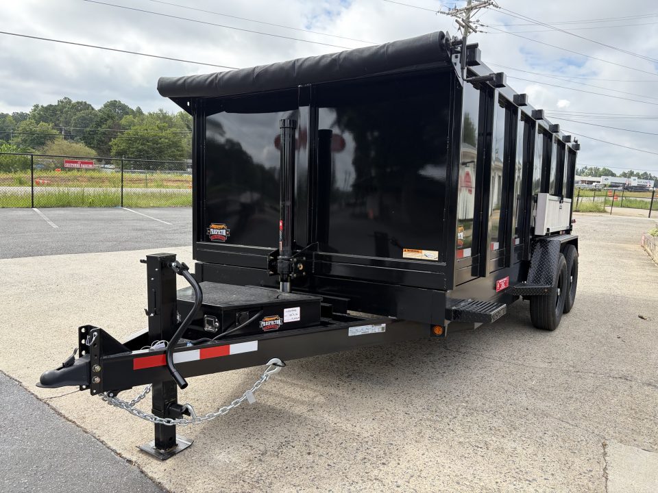 New 2027 Covered Wagon 7X16 Dump, 4' Sides, Ramps, Tarp & Spare