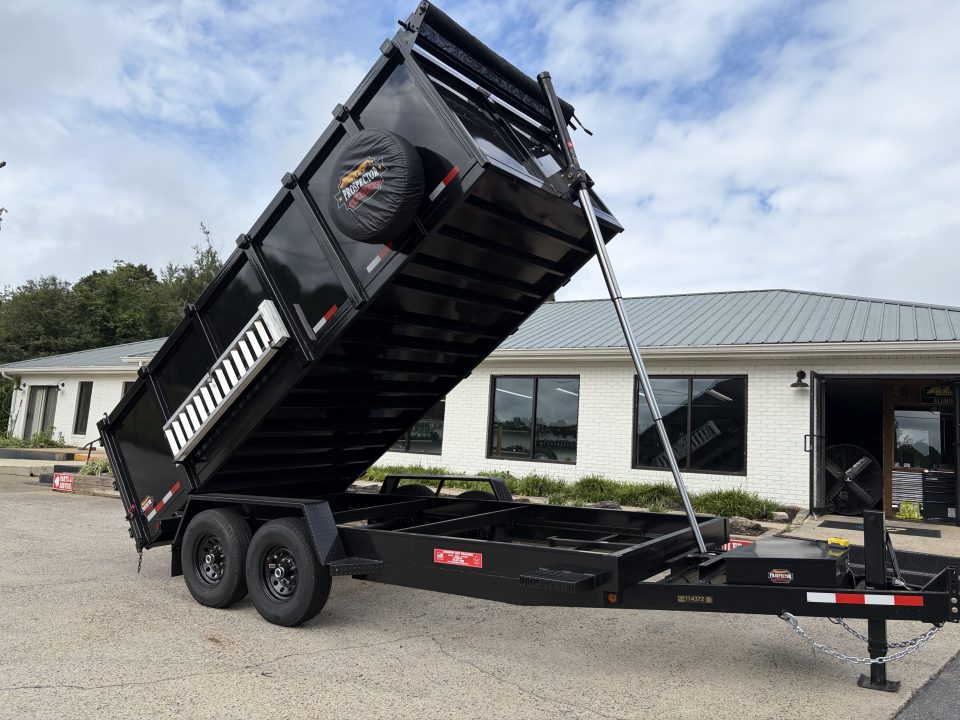 New 2027 Covered Wagon 7X16 Dump, 4' Sides, Ramps, Tarp & Spare