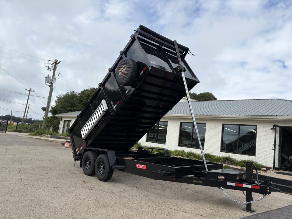 New 2027 Covered Wagon 7X16 Dump, 4' Sides, Ramps, Tarp & Spare