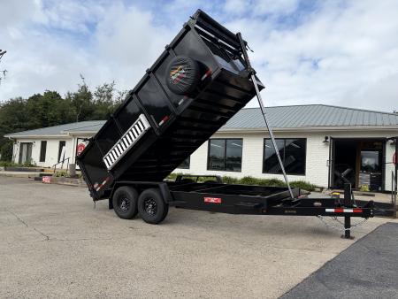 New 2027 Covered Wagon 7X16 Dump, 4' Sides, Ramps, Tarp & Spare