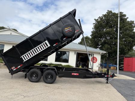 New 2027 Covered Wagon 7X16 Dump, 4' Sides, Ramps, Tarp & Spare