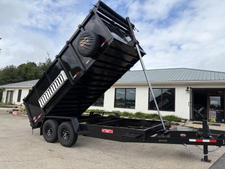 New 2027 Covered Wagon 7X16 Dump, 4' Sides, Ramps, Tarp & Spare