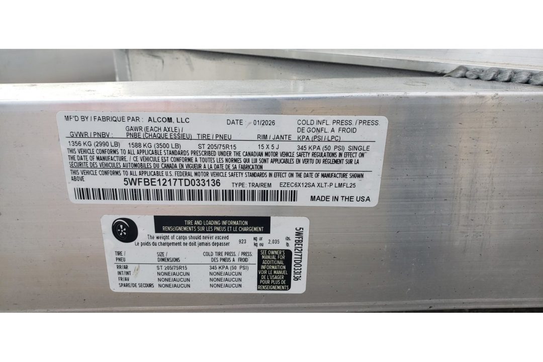 New 2026 Alcom 6x12 Enclosed, All Aluminum  EZEC6x12SA XLT-P