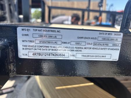 New #263534 2026 TOP HAT DJX 6 X 12 SINGLE AXLE ANGLE TOP 3.5K UTILITY W/ 48" RAMP GATE