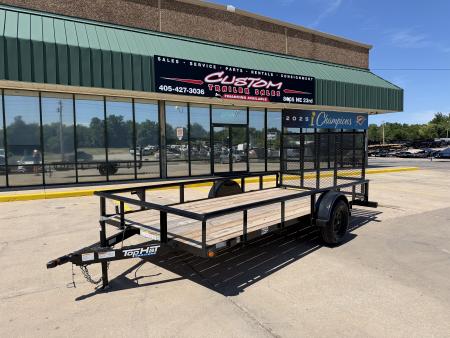 New #261212 2026 TOP HAT DSP 14 X 77 SINGLE AXLE PIPE TOP 3K UTILITY W/ REAR RAMP GATE