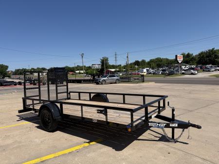 New #261212 2026 TOP HAT DSP 14 X 77 SINGLE AXLE PIPE TOP 3K UTILITY W/ REAR RAMP GATE