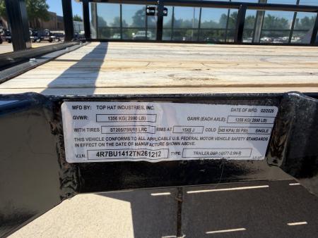 New #261212 2026 TOP HAT DSP 14 X 77 SINGLE AXLE PIPE TOP 3K UTILITY W/ REAR RAMP GATE