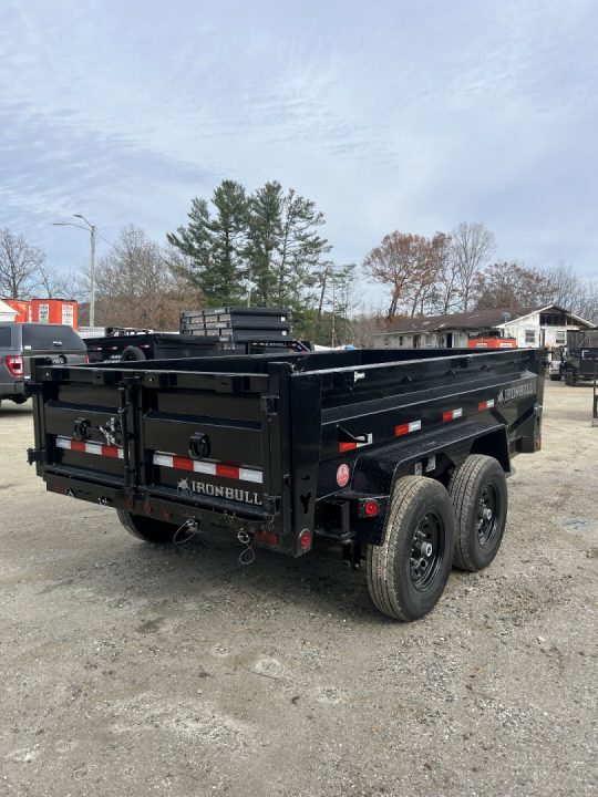 Used 2024 Iron Bull Trailers DTB Series / 72" Wide x 12' Long / Scissor Hoist / Tarp / Ramps / 7 ga Floor / Combo Rear Gate