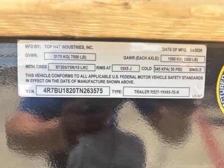 New #263575 2026 TOP HAT RS07 18 X 83 TANDEM AXLE 7K STEEL FLOOR CAR HAULER