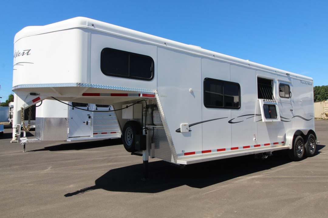 Used 2021 Trails West 8x13 Living Quarters 2 Horse Trailer - EXCELLENT CONDITION