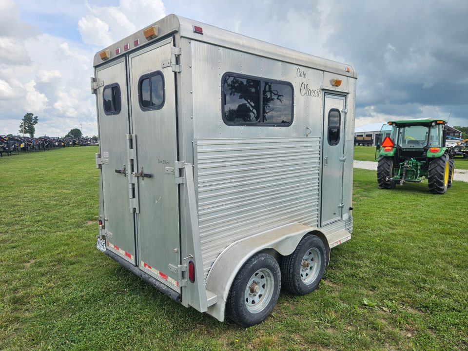 Used 1995 Cato 6X12 TANDEM 2 HORSE STRAIGHT LOAD ALUMINUM HAULER W/ SADDLE RACKS & 7.5' TALL