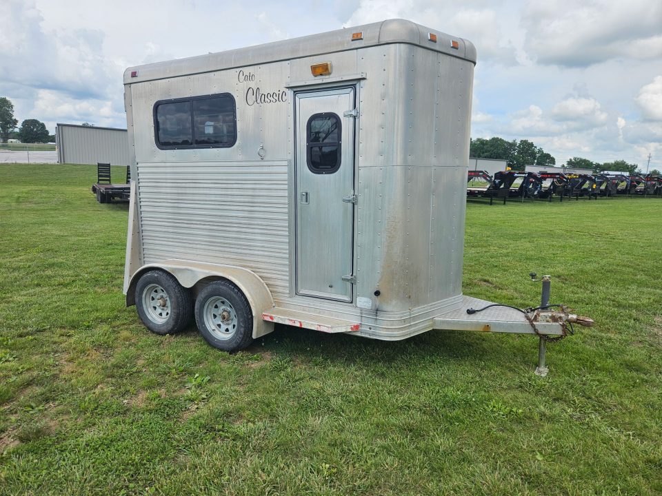 Used 1995 Cato 6X12 TANDEM 2 HORSE STRAIGHT LOAD ALUMINUM HAULER W/ SADDLE RACKS & 7.5' TALL