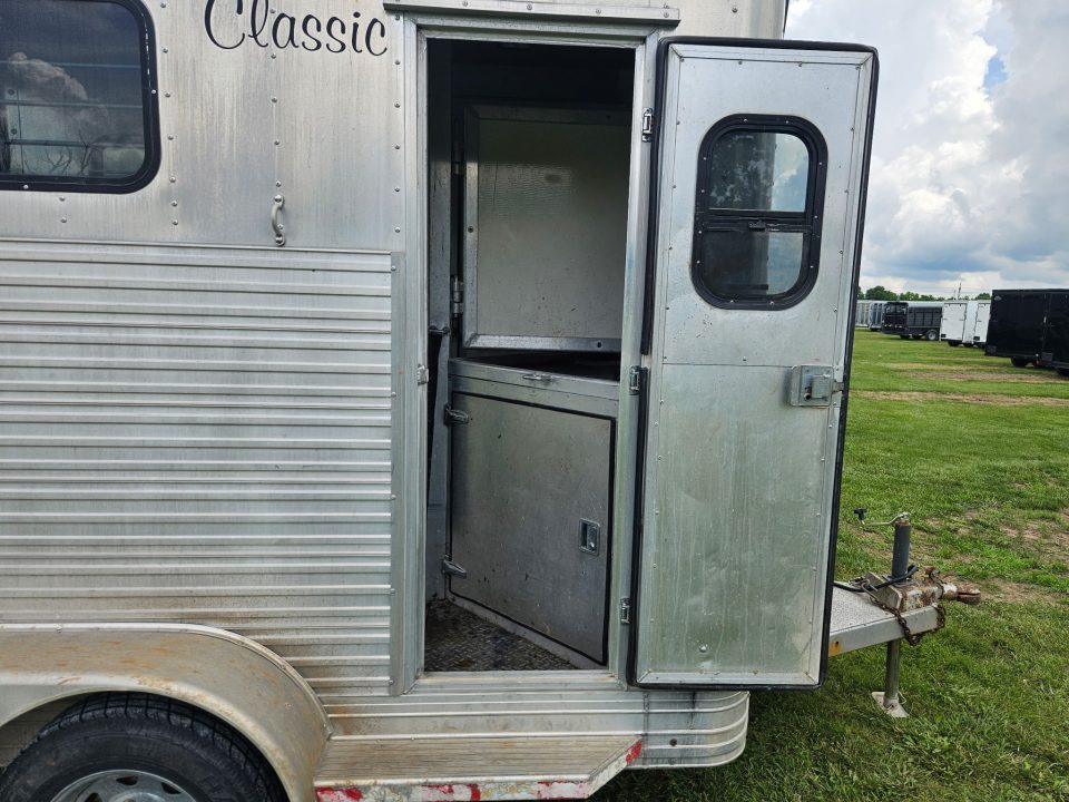 Used 1995 Cato 6X12 TANDEM 2 HORSE STRAIGHT LOAD ALUMINUM HAULER W/ SADDLE RACKS & 7.5' TALL