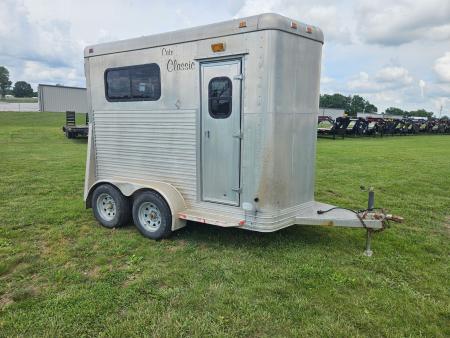 Used 1995 Cato 6X12 TANDEM 2 HORSE STRAIGHT LOAD ALUMINUM HAULER W/ SADDLE RACKS & 7.5' TALL